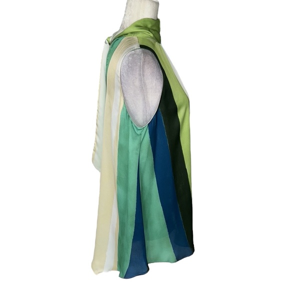 Zara Satin Striped Back Tie Bow Blogger’s Favorite Sleeveless Tunic Tank Top - M - Picture 10 of 16